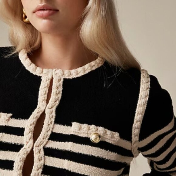 J.Crew Odette Sweater Lady Jacket in Striped Bouclé - Size Large - Picture 5 of 5
